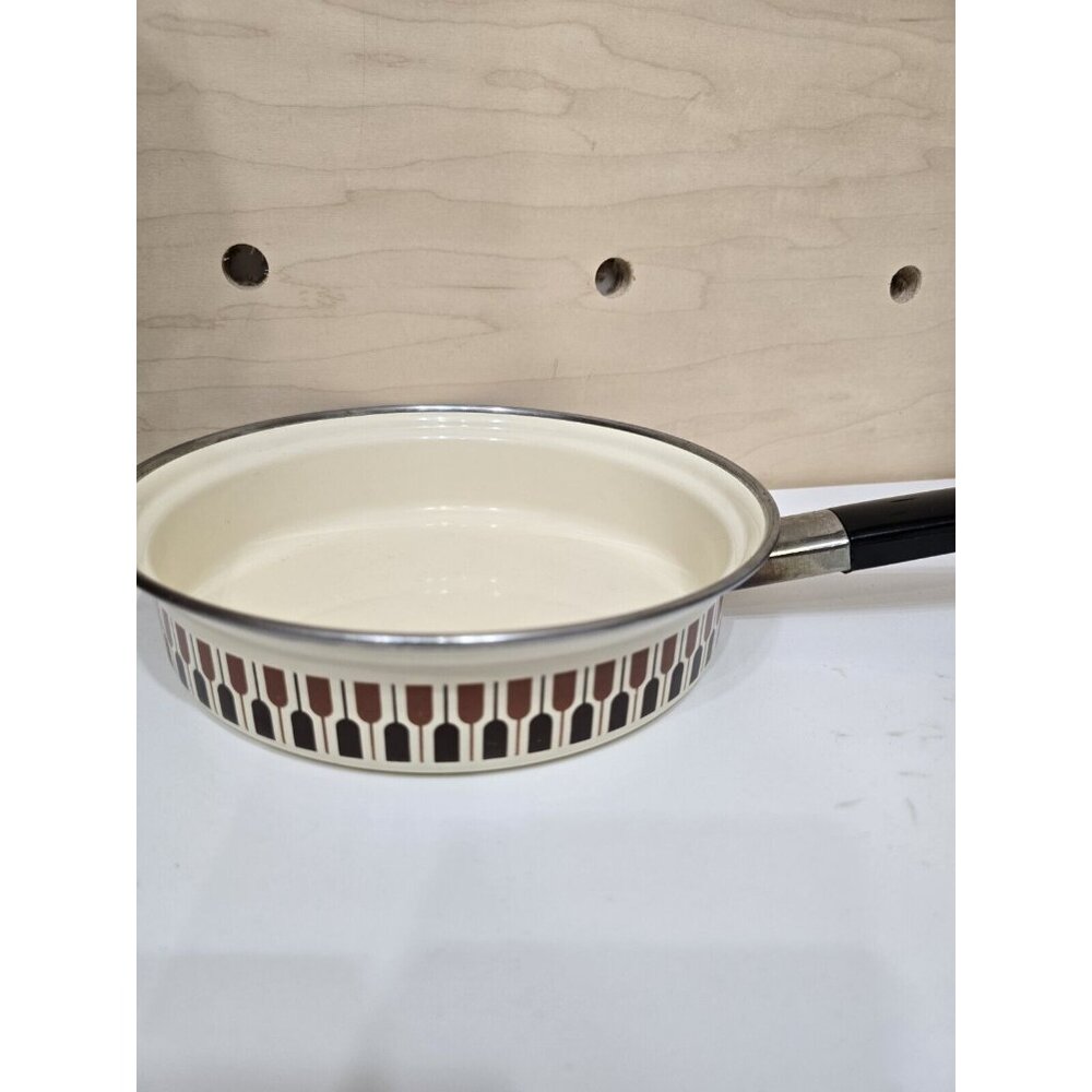 Vintage Enamelware Saucepan Pot MCM Style Retro Kitschy Kitchen